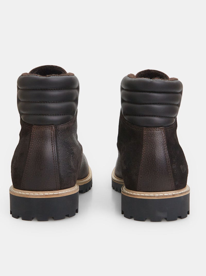Bottine en cuir avec semelle track BATA Marron - Kiabi
