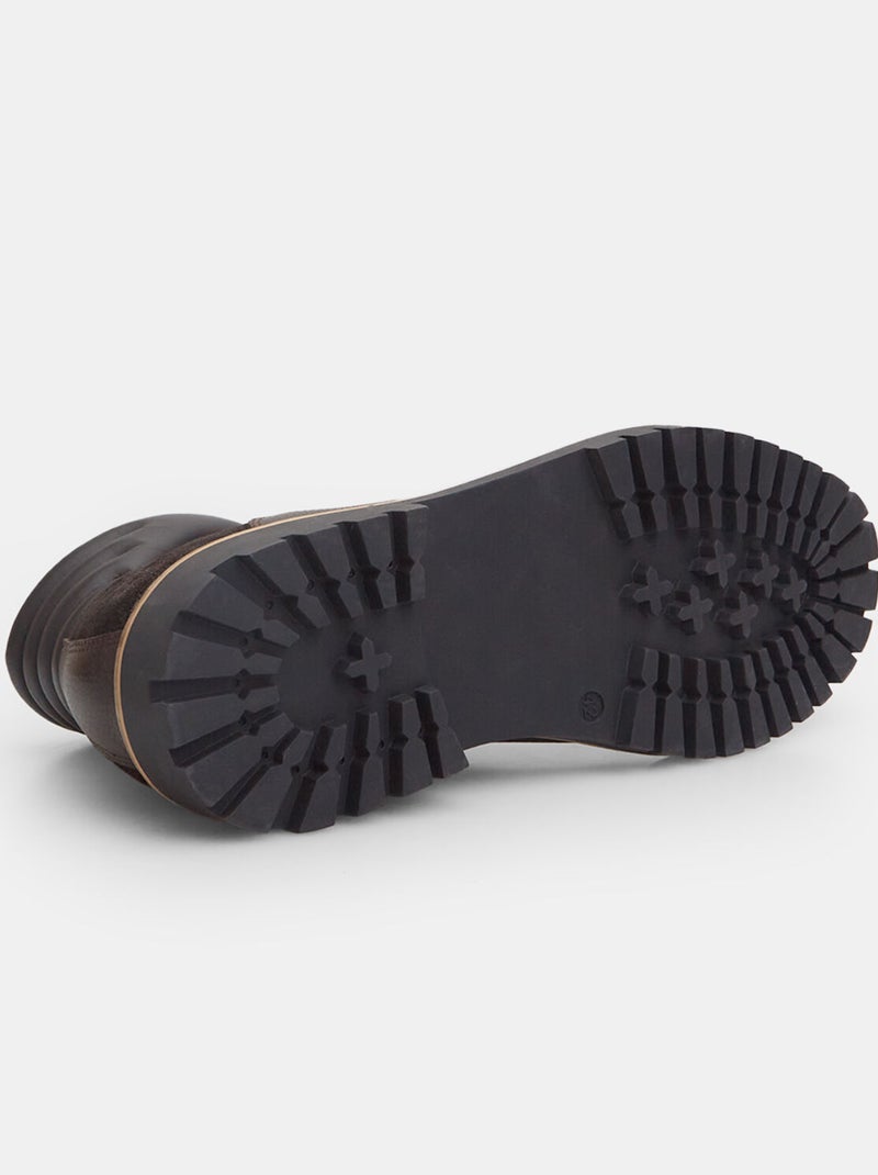 Bottine en cuir avec semelle track BATA Marron - Kiabi