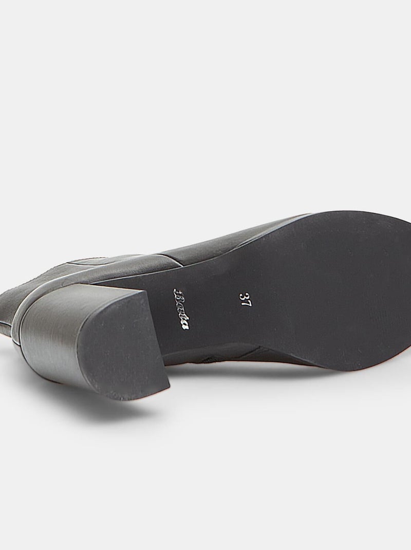 Bottine en cuir avec talon BATA Noir - Kiabi
