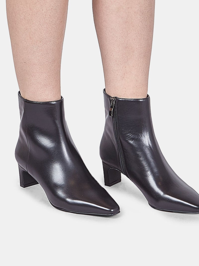Bottine  en cuir avec talon Bata Noir - Kiabi