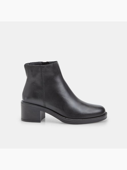 Bottine en cuir avec talon et fermeture éclair Bata - Kiabi