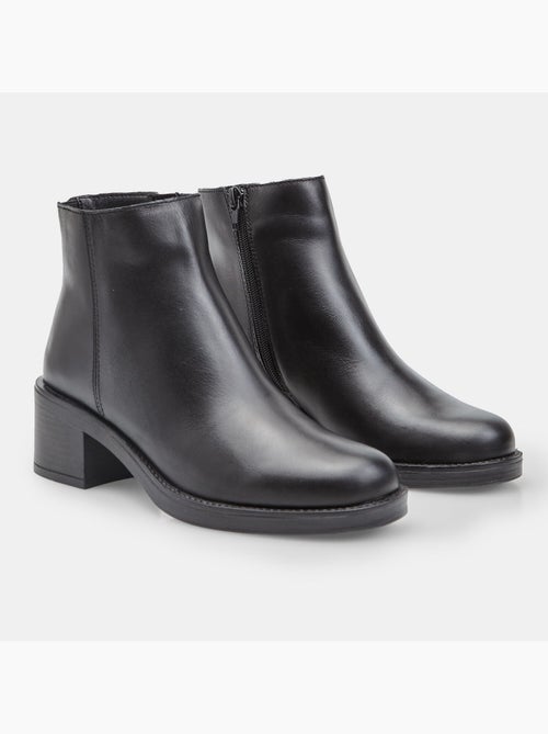 Bottine en cuir avec talon et fermeture éclair Bata - Kiabi