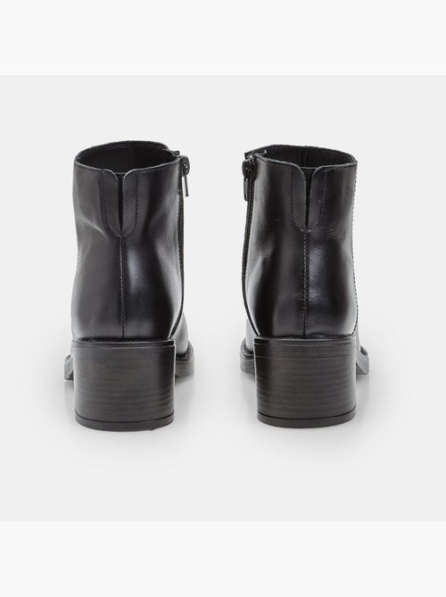 Bottine en cuir avec talon et fermeture éclair Bata - Kiabi