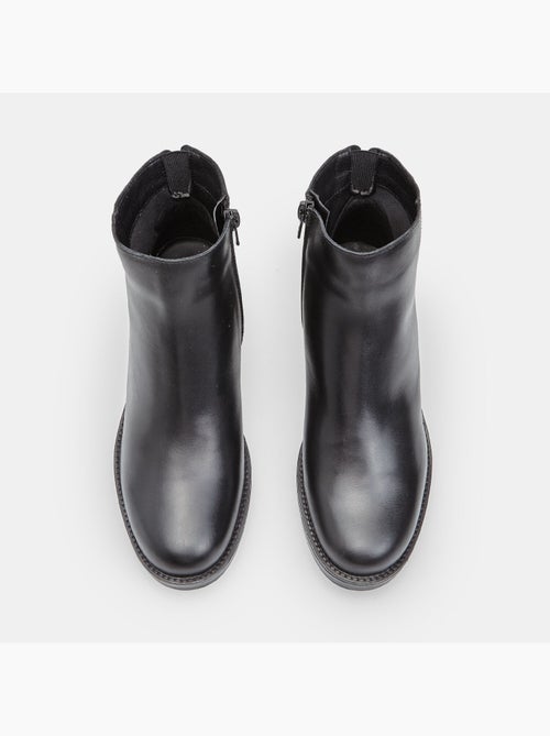 Bottine en cuir avec talon et fermeture éclair Bata - Kiabi