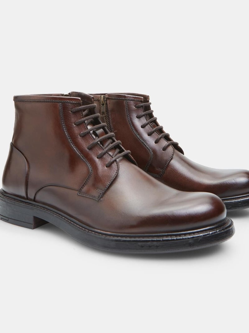 Bottine en cuir  BATA Marron - Kiabi