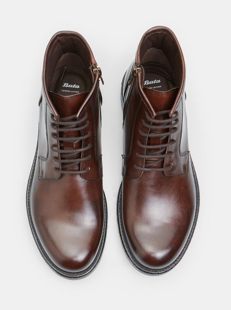Bottine en cuir  BATA Marron - Kiabi