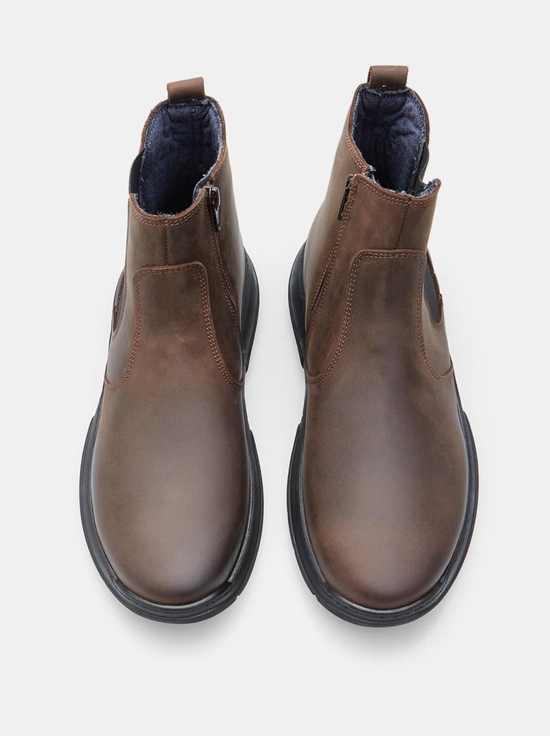Bottine en cuir BATA Marron - Kiabi
