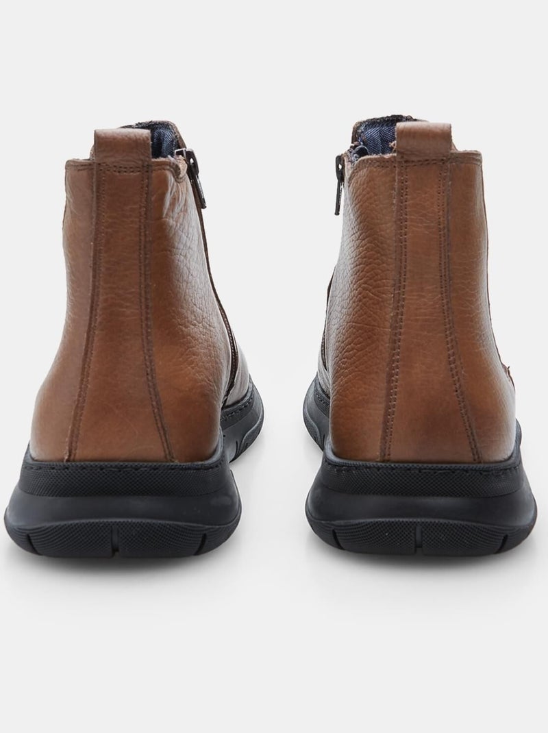 Bottine en cuir  BATA Marron - Kiabi