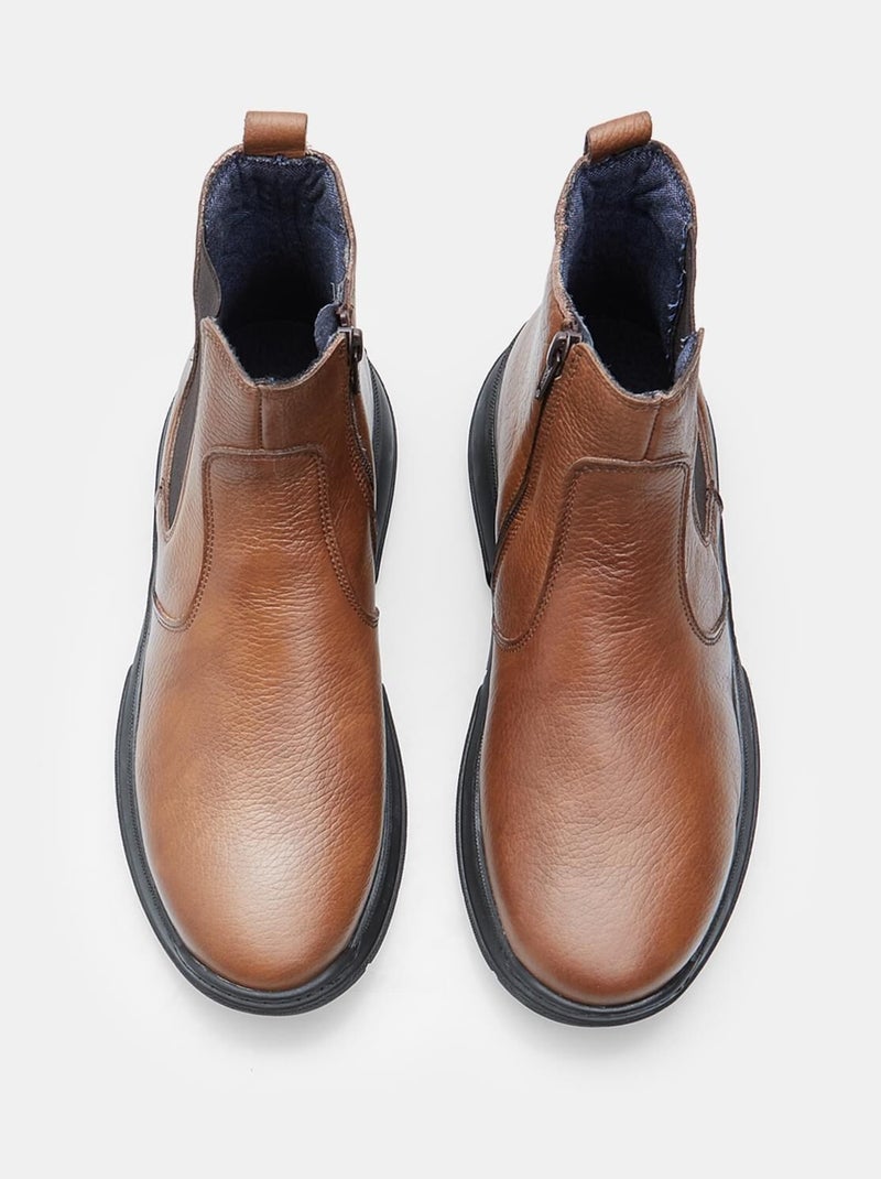 Bottine en cuir  BATA Marron - Kiabi