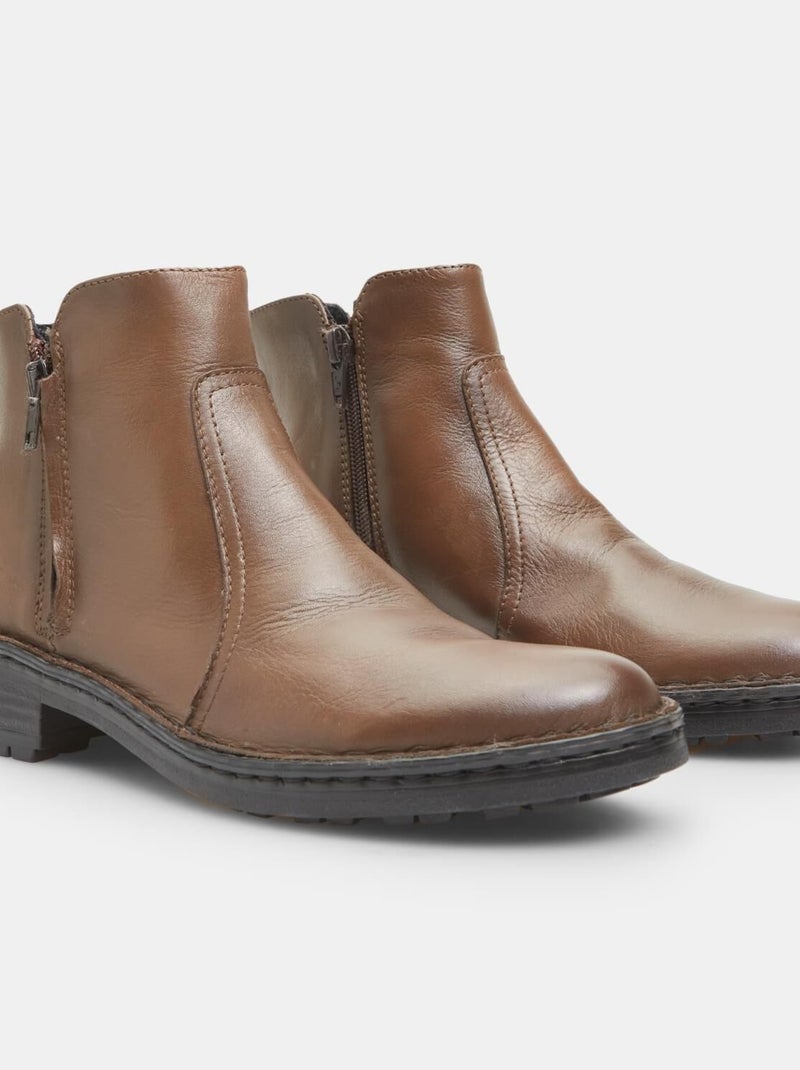 Bottine en cuir  BATA Marron - Kiabi