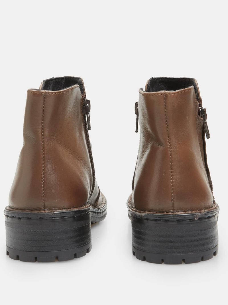 Bottine en cuir  BATA Marron - Kiabi