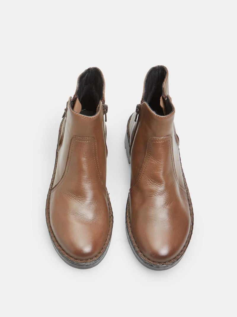 Bottine en cuir  BATA Marron - Kiabi