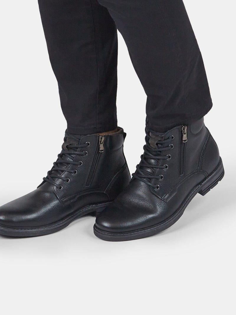 Bottine en cuir BATA Noir - Kiabi