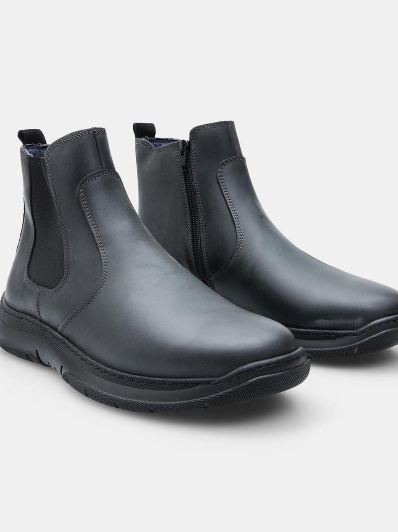 Bottine en cuir BATA Noir - Kiabi