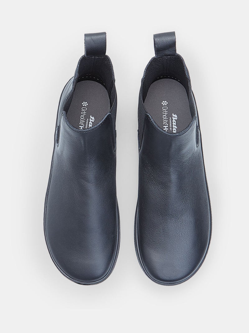 Bottine en cuir Bata Noir - Kiabi