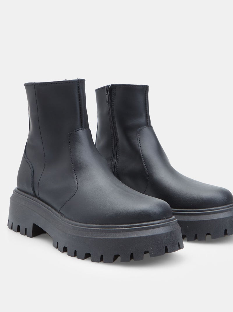 Bottine en cuir pour femme Bata Noir - Kiabi