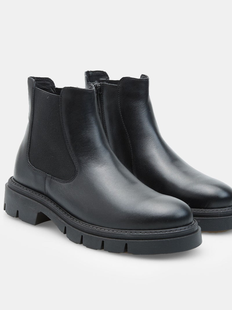 Bottine en cuir pour femme Bata Noir - Kiabi