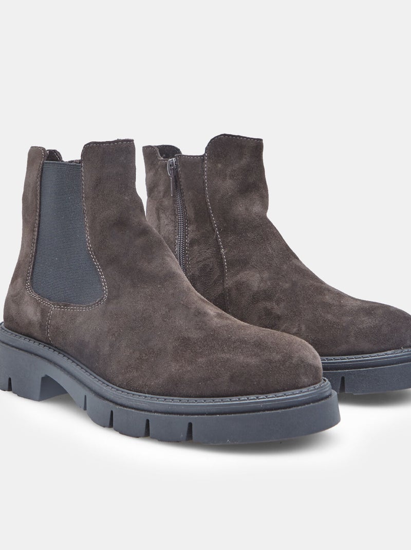 Bottine  en daim avec bande élastique Bata Marron - Kiabi