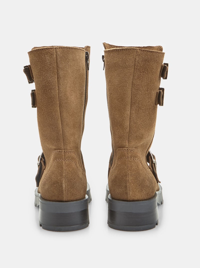 Bottine en daim avec boucles Bata Marron - Kiabi