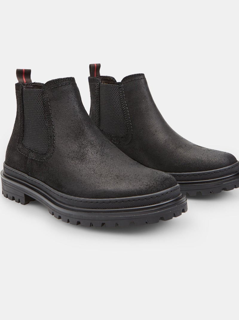 Bottine en daim avec élastiques Bata Noir - Kiabi