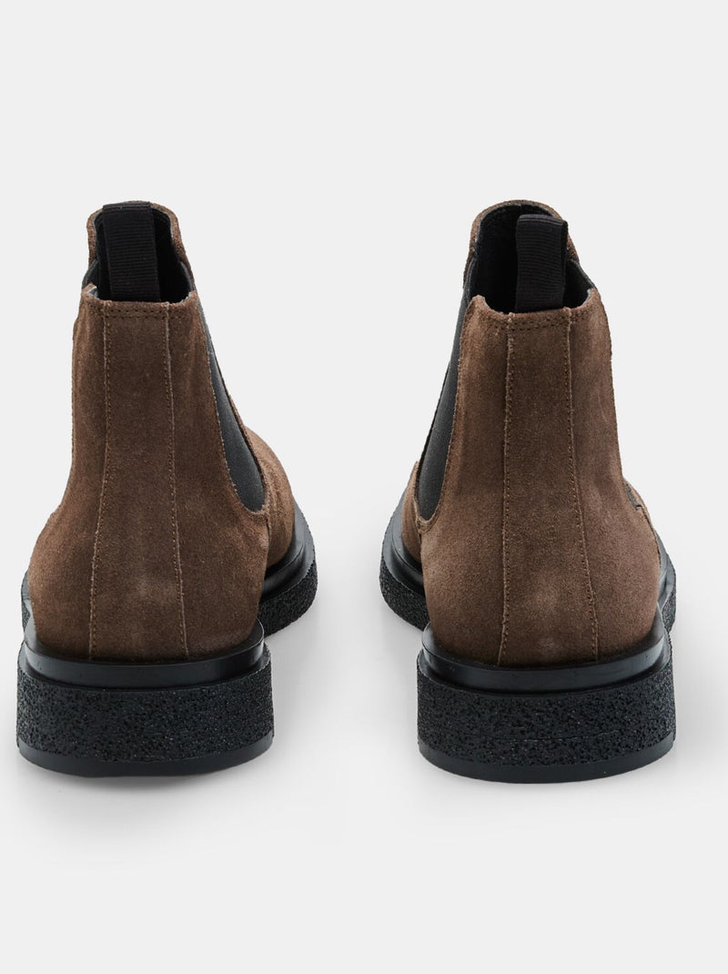 Bottine en daim avec élastiques Bata Taupe - Kiabi