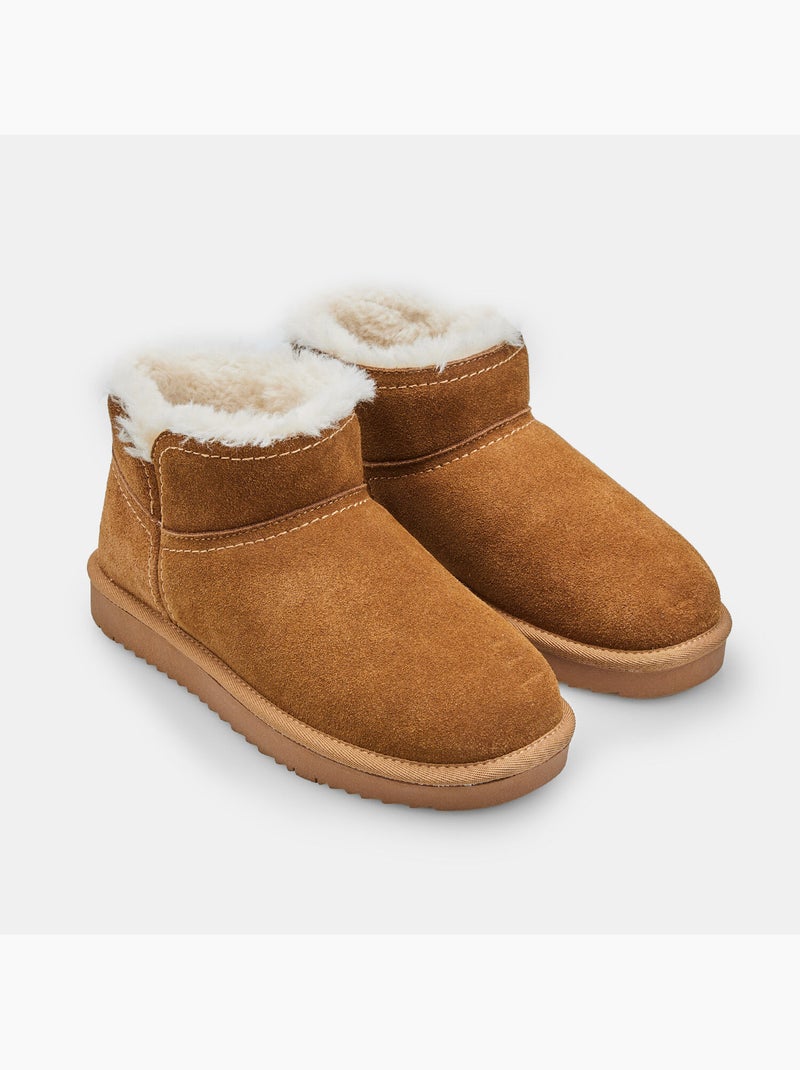 Bottine en daim avec fausse fourrure Bata Bronze - Kiabi
