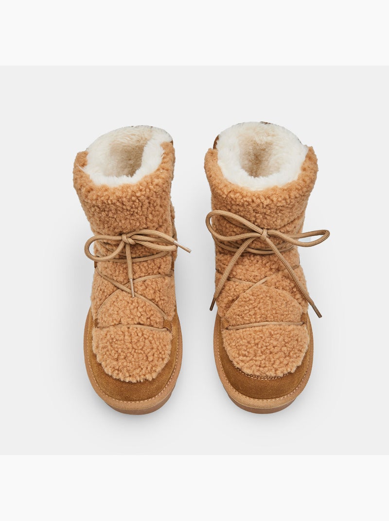Bottine en daim avec fausse fourrure Bata Marron - Kiabi