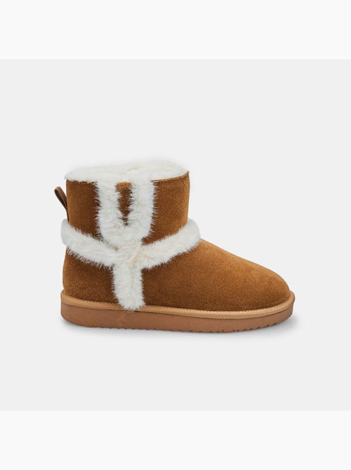 Bottine en daim avec inserts en fausse fourrure Bata - Kiabi