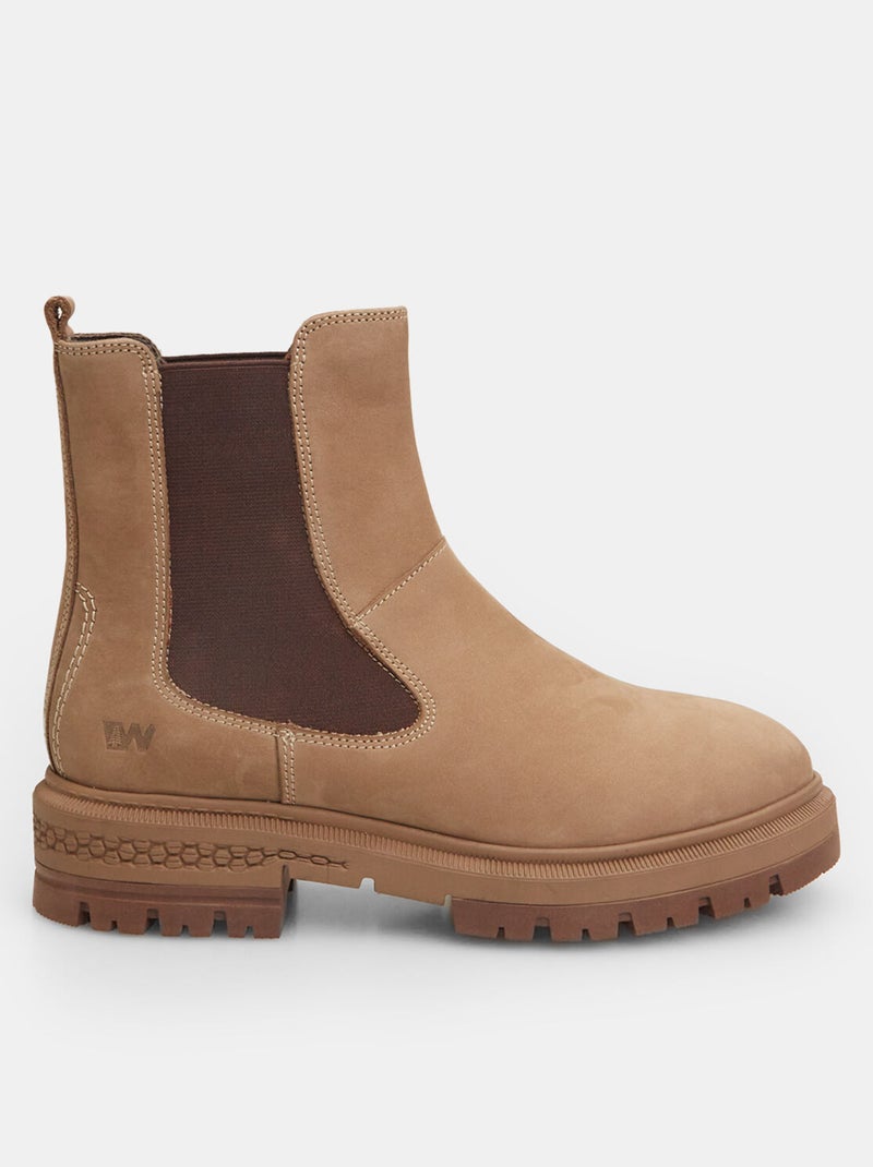 Bottine en nubuk avec sula track Weinbrenner Taupe - Kiabi