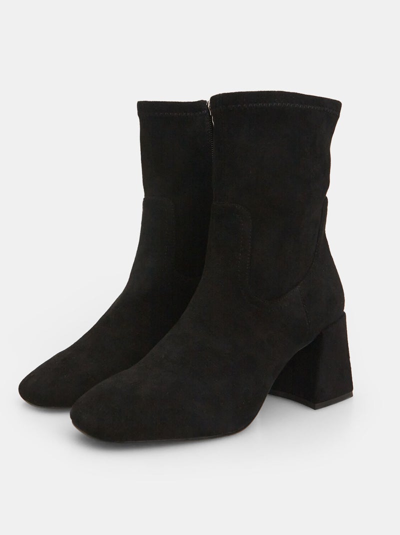 Bottine en tissu avec talon mi BATA Noir - Kiabi