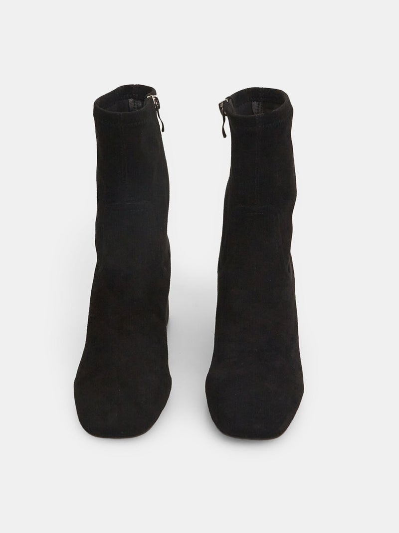 Bottine en tissu avec talon mi BATA Noir - Kiabi