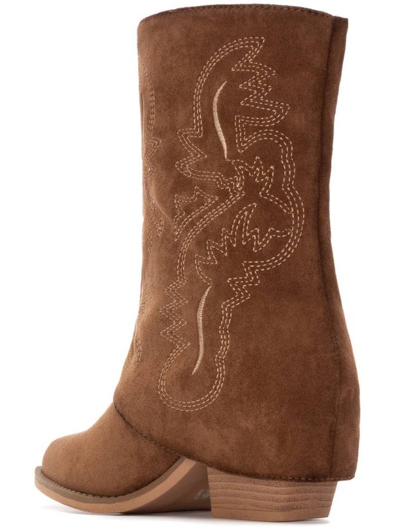 Bottine entreprise à talon fermeture éclair Camel - Kiabi