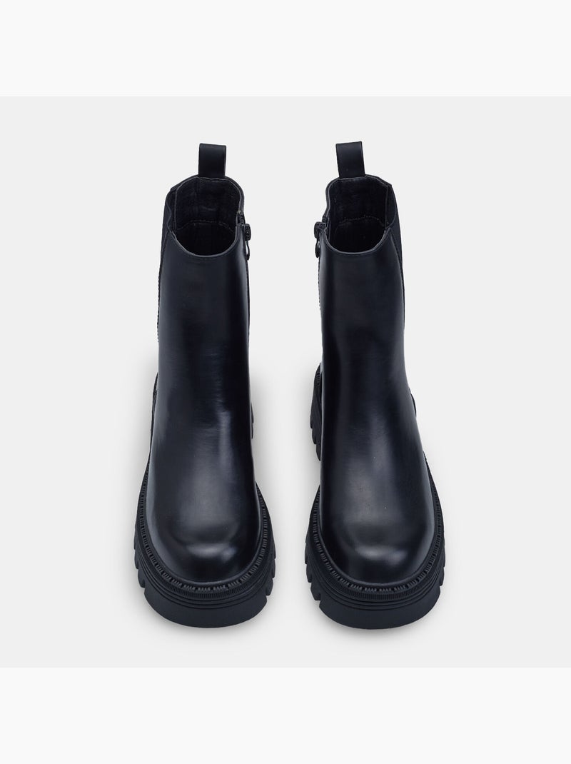 Bottine femme avec semelle track Bata Noir - Kiabi