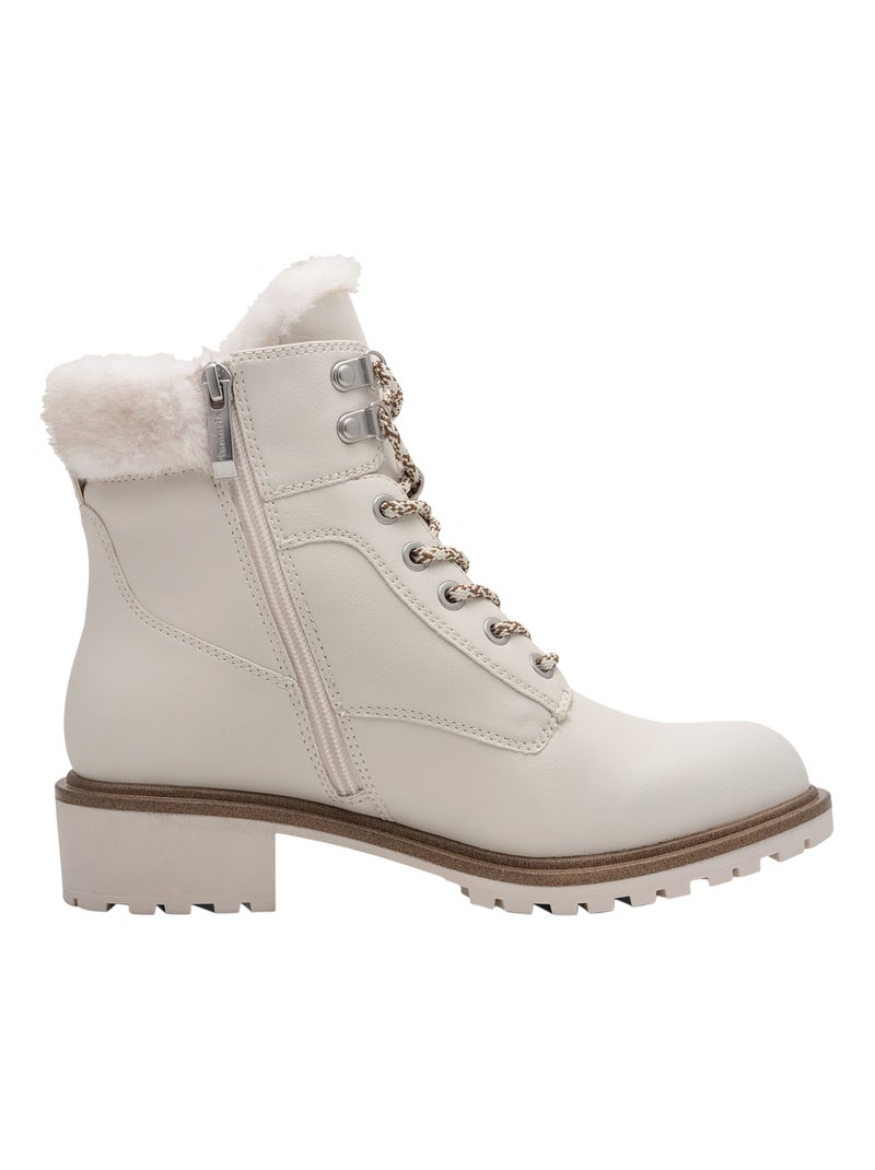 Bottine Fourrée à Lacet Tamaris Beige - Kiabi