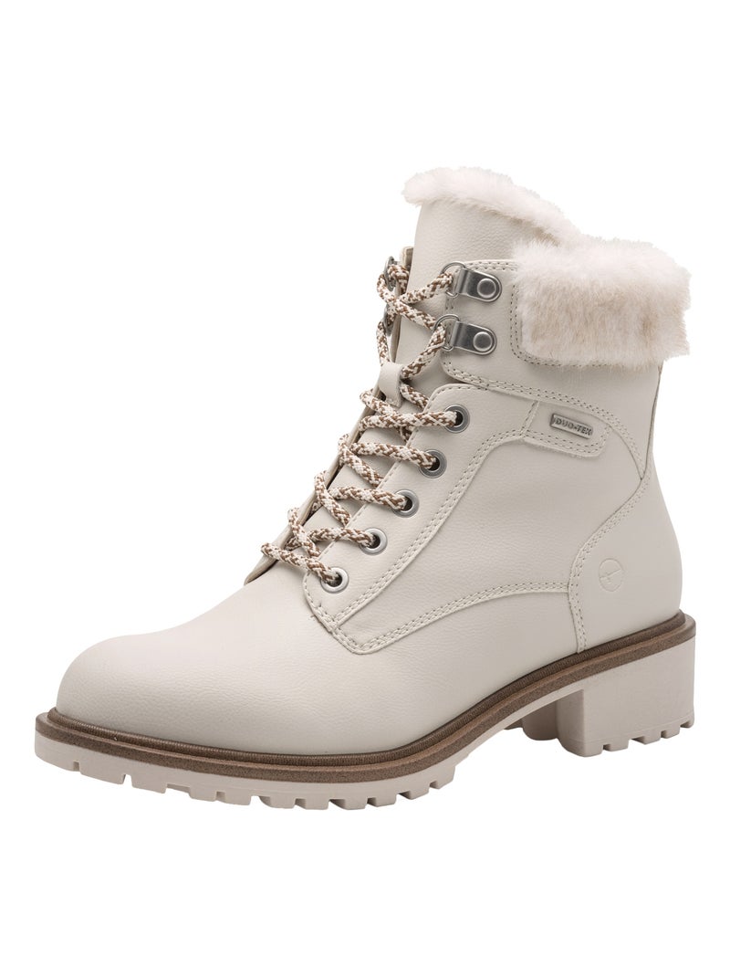 Bottine Fourrée à Lacet Tamaris Beige - Kiabi