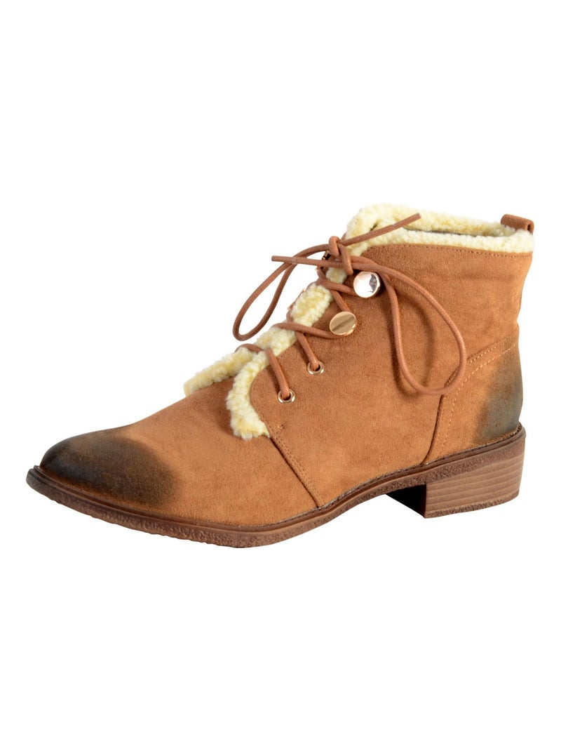 Bottine Lacet The Divine Factory Tan Marron - Kiabi