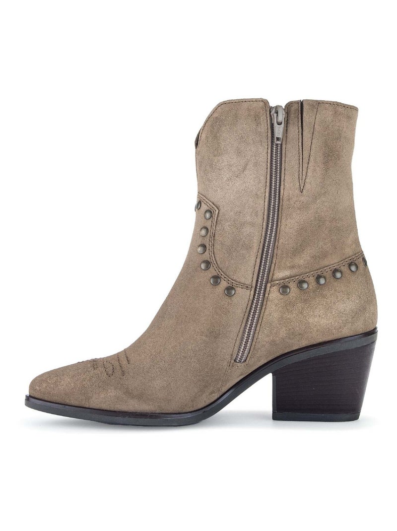 Bottine Mids  en cuir velours Gabor Marron - Kiabi