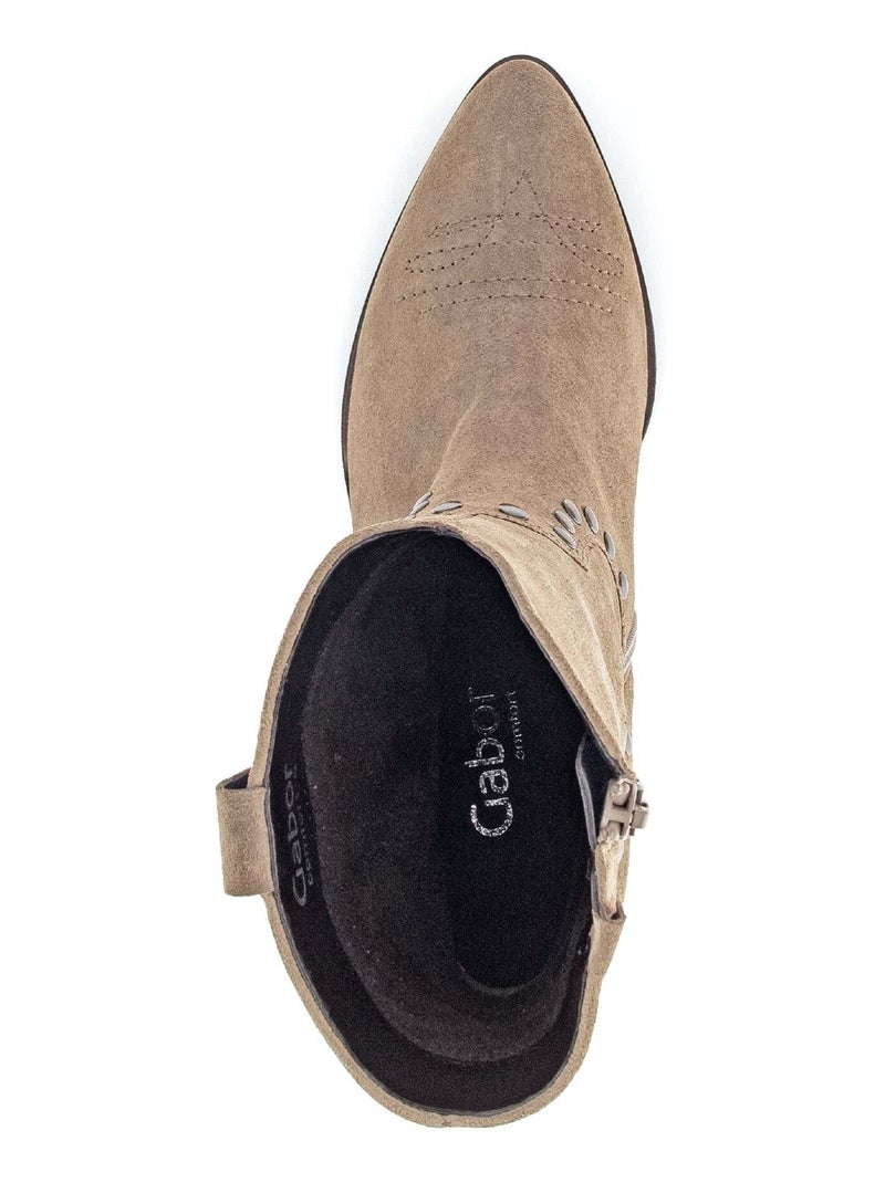 Bottine Mids  en cuir velours Gabor Marron - Kiabi