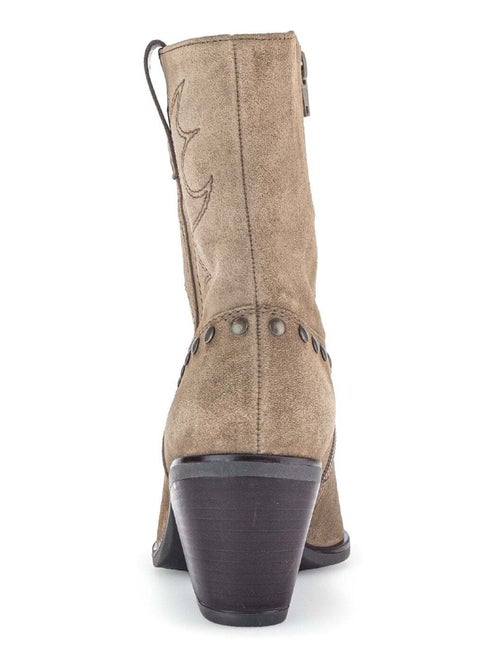 Bottine Mids  en cuir velours - Kiabi