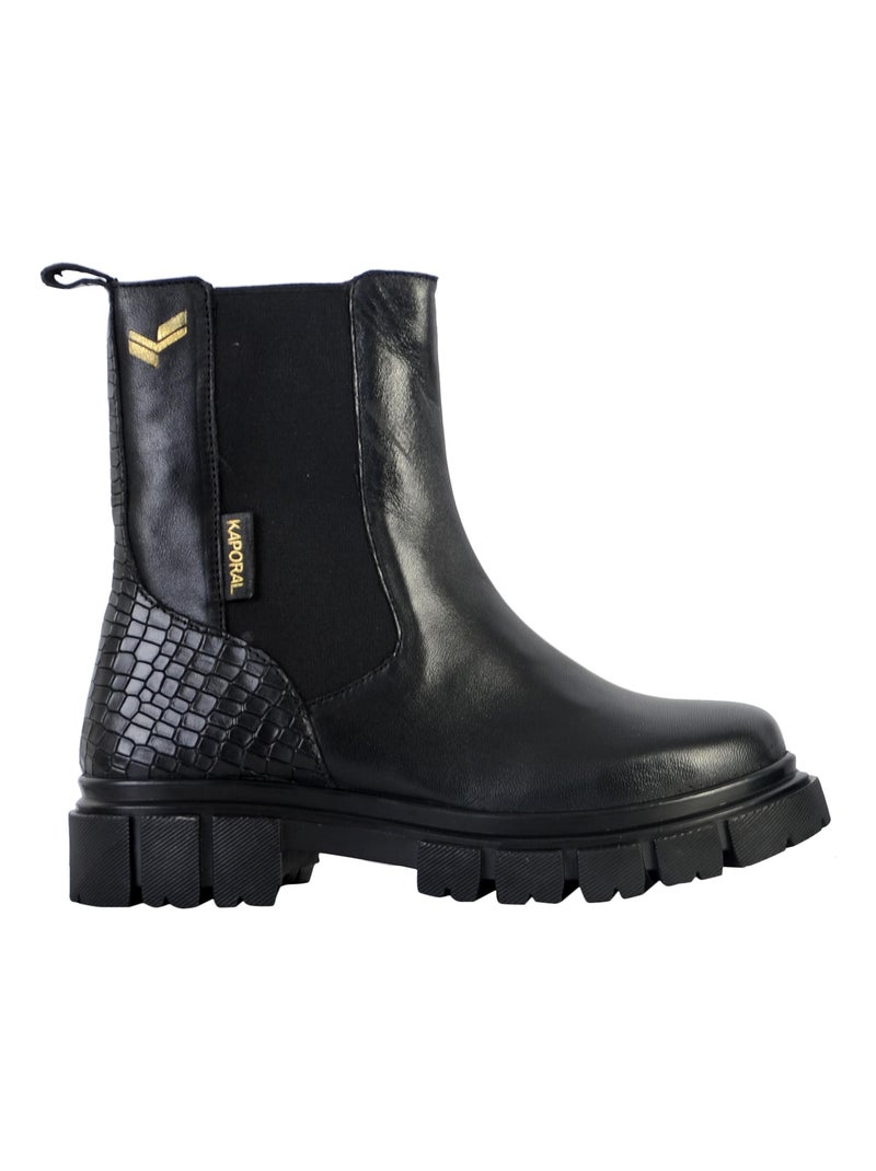 Bottine Montante Cuir Kaporal Jelly Noir - Kiabi
