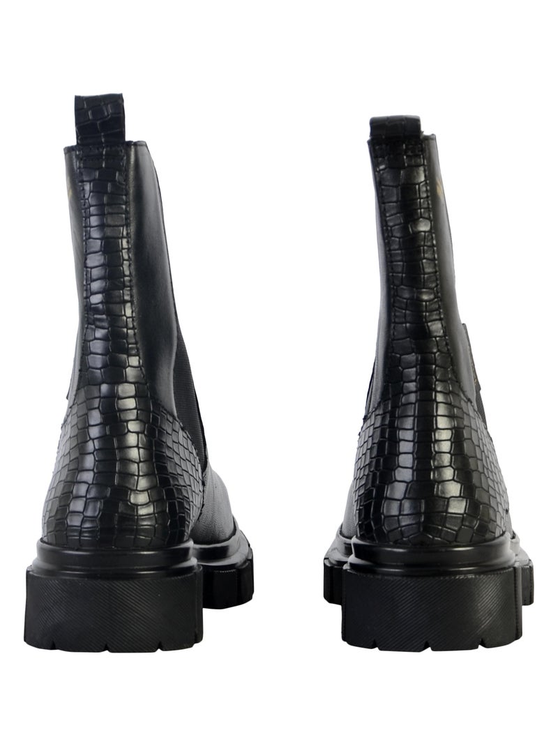 Bottine Montante Cuir Kaporal Jelly Noir - Kiabi
