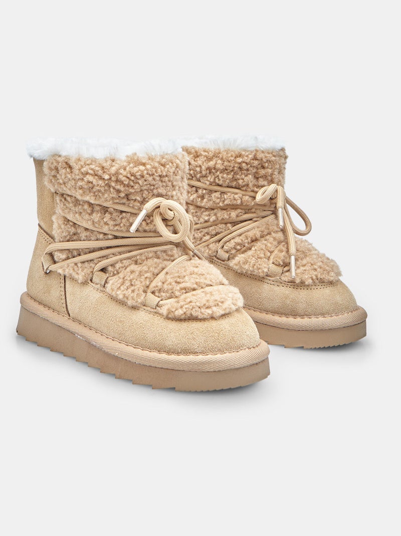 Bottine pour fille en daim Bata Taupe - Kiabi