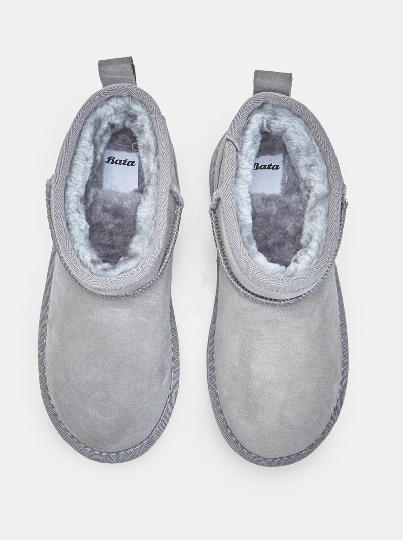 Bottine pour fille en fausse fourrure Bata Gris - Kiabi