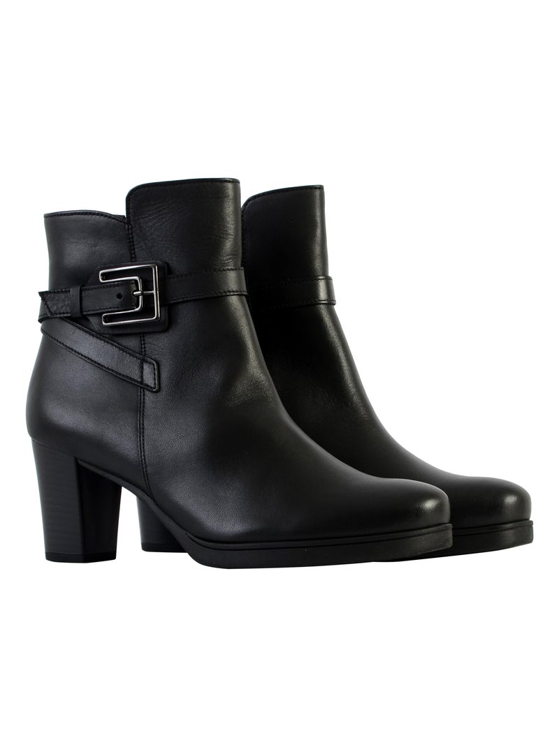 Bottine Talon Cuir Gabor Foulardcalf Noir - Kiabi