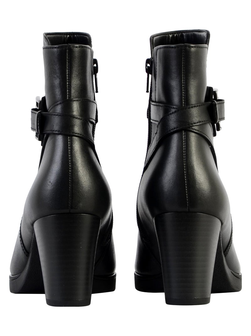 Bottine Talon Cuir Gabor Foulardcalf Noir - Kiabi