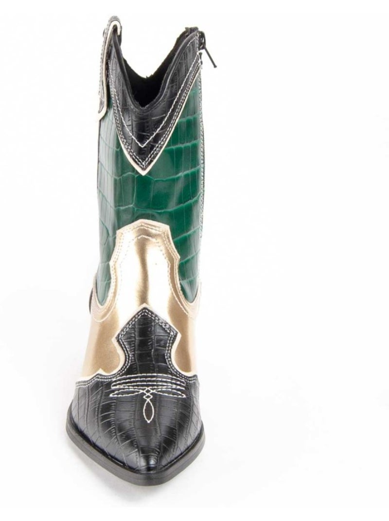 Bottine ? Talon Mat?riel Synth?tique Montevita Vert - Kiabi