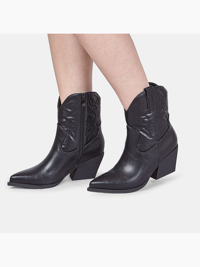 Bottine western avec talon Bata Noir - Kiabi