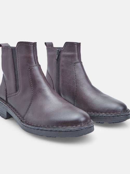Bottine zippée en cuir  Bata - Kiabi