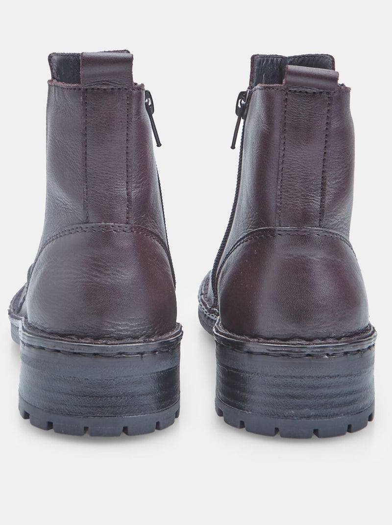Bottine zippée en cuir  Bata Bordeaux - Kiabi