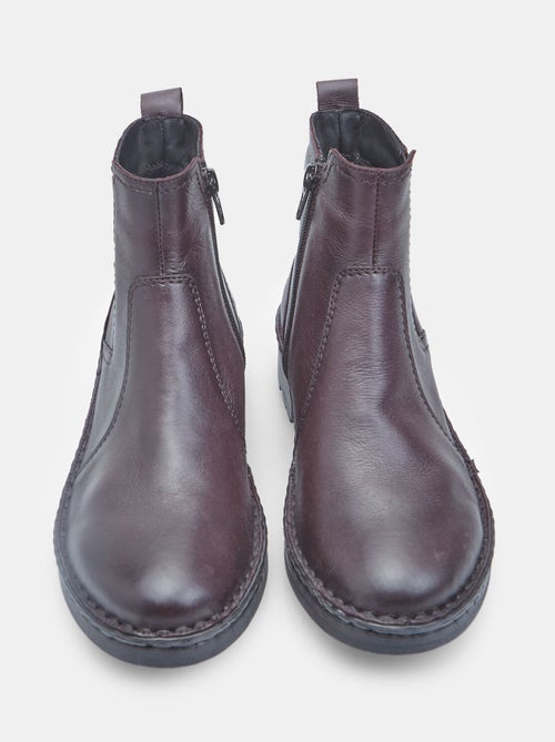 Bottine zippée en cuir  Bata - Kiabi